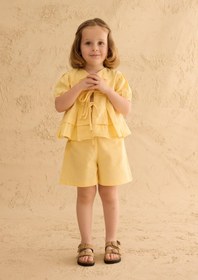 Resim Nervürlü Kimono Takım Sarı - Sarı / 6-7 Yaş 