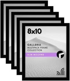 Resim Americanflat Siyah 8x10 Resim Çerçevesi - 5'li Fotoğraf Çerçevesi Seti - Parlak pleksiglaslı Duvar ve Masa Üstü için Yatay veya Dikey Ekran için Testere Dişi Asma Donanımı ve Şövale Dahil 