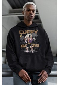 Resim Sevbano Monkey D. Luffy Gear 5 Baskılı Unisex Oversize One Piece Anime Ho Siyah 