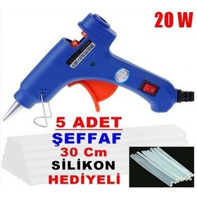 Resim 20 Watt Sıcak Silikon Tabancası 5 Adet Çubuk Silikon Çekme Eritme 
