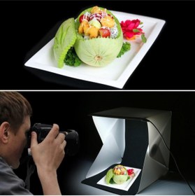 Resim SARFEX Ürün Çekim Çadırı Mini Stüdyo Fon Fotoğraf Stüdyosu Ledli Işık Perdesi 