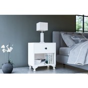 Resim Gm 023 Beyaz Düğme Kulplu Komodin 