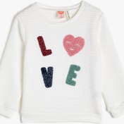 Resim Kız Bebek Love Yazılı Uzun Kollu Bisiklet Yaka Sweatshirt 