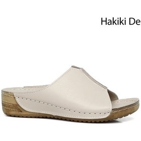 Resim Gönderi R Kadın Krem Dolgu Taban Hakiki Deri Terlik Dyza69842313 Krem 