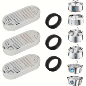 Resim 3/6/9 adet Kedi Su Çeşmeleri için Yedek Filtreler - 3.2L/108oz ve 4L/134oz Paslanmaz Çelik Pet Filtreleri, Ön Filtre Süngerleri ile, Pil Gerektirmez, Otomatik Kedi Su Çeşmeleri için Kolay Kurulum, Kedi Su Çeşmesi Aksesuarları, Kolay Kurulum Filtresi, Dayanıklı Filtre Malzemesi 