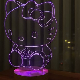 Resim BY-LAMP Hello Kitty Çocuk Odası Hediyesi 3 Boyutlu Led Masa Lambası Çocuk Odası Gece Lambası | 7 Işık Rengi 