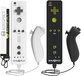 Resim KDYGPDCT 2 Pack Wii Remote with Nunchuck,Wii Controller with Build in Motion Plus and 2 Nunchucks Compatible with Nintendo Wii/Wii U (Black + White) 