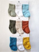 Resim 9'lu Pamuk Yenidoğan Hediyelik Ekonomik Paket Bebek Çorap Çok Renkli 