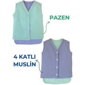 Resim Müslin Bebek Yelek Organik 3 - 4 Yaş Mavi 