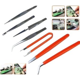 Resim 7 Parça Antistatik Cımbız Seti – Elektronik, Bilgisayar, Telefon ve Tv Tamiri Için Profesyonel Cımbız Kiti, Uçlu Mini Set 