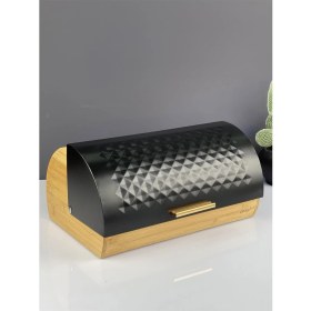 Resim Lüx Bambu Siyah Metal Raylı Kapaklı Ekmeklik 