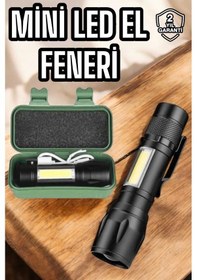 Resim Şarjlı Metal Zoomlu El Feneri Işıldak Led Işık Taşınabilir El Lambası 