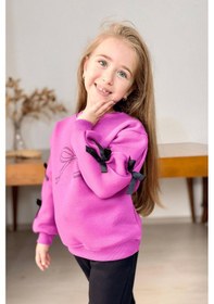 Resim Turuncu Gardrop 5-14 Yaş Kolları Fiyonklu Kız Çocuk Eşofman Takımı Pembe Pembe 