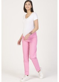 Resim Busa Hamile Alt Karın Destekli Mom Fit Kot Pantolon Pembe-pembe 