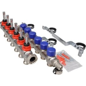 Resim Fraenkische 6 Ağızlı Yerden Isıtma Debi Göstergeli Kollektör Paslanmaz Çelik 79503006 