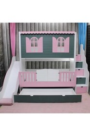 Resim bebetu mobilya Alaçatı Kaydıraklı Yavru Yataklı Ranza 