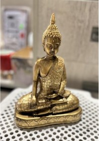 Resim Altın Rengi Buda Heykelciği Büyük Boy 26 Cm 