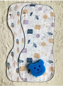 Resim İkili Müslin Çift Katlı Çıtçıtlı Mama Önlüğü/omuz Mendili Çok Renkli 