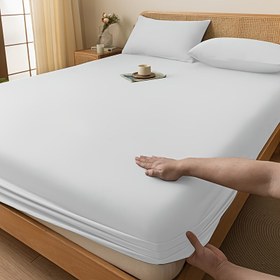 Resim 1 Adet Uyumlu Çarşaf, Açık Bej - Nefes Alabilen ve Makinede Yıkanabilir Yatak Koruyucu; Tüm Mevsimler İçin Uygun, Misafir Odaları, Yatak Odaları, Öğrenci Evleri, Oteller için. Yastık Dahil Değildir 