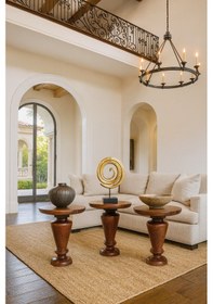 Resim Doğal Ahşap Mantar Sehpa 3 Lü Set Fındık Renk Zarif Zigon Takımı Kahverengi 