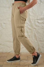 Resim Avones Kadın Yüksek Bel Kargo Cepli Jogger Eşofman Altı 