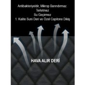 Resim Şık Siyah Deri 2'li Koltuk Minderi, Rahat ve Dayanıklı Tasarım 