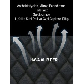Resim Şık Siyah Deri 2'li Koltuk Minderi, Rahat ve Dayanıklı Tasarım 