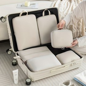 Resim Seyahat Organizer için Minimalist 6 Parça Sıkıştırma Paket Küpleri Seti – Giyim, Tuvalet Eşyaları ve Bagaj Organizasyonu için Dayanıklı Polyester Giysi Çantaları ile Yazısız 