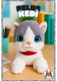 Resim Sevimli Peluş Yavru Kedi 35 Cm Sesli Miyavlayan Oyuncak Uyku Ve Oyun Arkadaşı 4 Renk Seçeneği Gri 