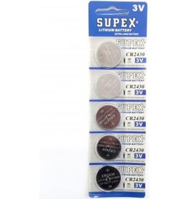 Resim Supex Cr2430 C5 3v Lityum Düğme Pil 5'li Paket 