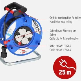 Resim AyrStore Garant Serisi 4 Soketli Korumalı Kablo Makarası 25 Metre 