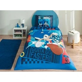 Resim Assess Store Taç Lisanslı Sonic Pamuk Tek Kişilik Nevresim Takımı 