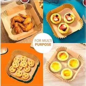 Resim AyrStore Airfryer Pişirme Kağıdı, Fritöz Yağlı Kağıdı, Yanmaz Kağıt 50 Adet (Kare) 