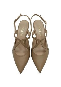 Resim Poletto Hakiki Deri Toprak Ayakkabı Stiletto 9841 84-1337 Bej 