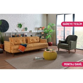 Resim Perla Sofa Madrid Koltuk Takımı Bora Hardal Yeşil 
