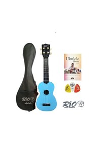 Resim Rio Kompozit Mavi-siyah Ukulele Kılıf+Pena+Metot 