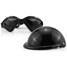 Resim Köpek Kask Gözlük Seti Evcil Hayvan Kask Güneş Gözlüğü Köpekler Ayarlanabilir Köpek Motosiklet Güvenlik Şapkası 