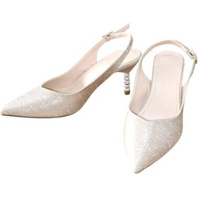 Resim Stillo 774 Kadın Arkası Açık Simli Topukta Taş Detaylı Abiye Ayakkabı Altın Siyah 