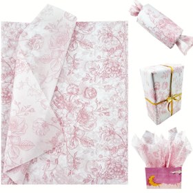 Resim 50 Yaprak Pembe Çiçekli Hediye Paketleme Kağıdı - 35.56x50.8 cm Chinoiserie Vintage Tasarımı Gül & Çiçekler, Yumuşak Pembe & Beyaz Yüksek Kaliteli Kağıt Doğum Günleri, Düğünler, DIY El İşleri, Parti Dekoru, Çiçek Garland Süslemesi, Düğün Süslemeleri için Şık Tissue Kağıt, Çok Yönlü El Sanatları Malzemesi 
