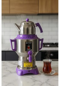 Resim Armağan Klasik Elektrikli Semaver - 4,5 Litre - Lila Aksam - Gizli Rezistans - 430 Kalite Paslanmaz Çelik - Model 808597643561 