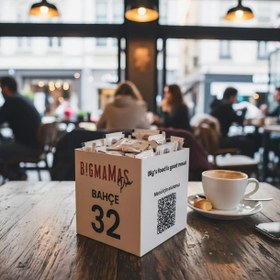 Resim QR Kod Kutu | Restoran ve Kafeler İçin Masa Üstü Düzenleyici - Beyaz / 10 / 4 Taraflı Baskı 
