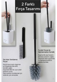 Resim Banyo Çöp Kovası Ve Klozet Fırçası Duvara Yapıştırmalı Beyaz 