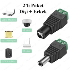 Resim BK Teknoloji Dc Dişi+erkek 5.5x2.1mm Klemensli Güç Konnektörü Seti 