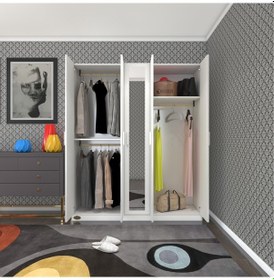 Resim Kenzlife gardırop 5 kapaklı kapılı 150 lilyum byz aynalı gardolap 