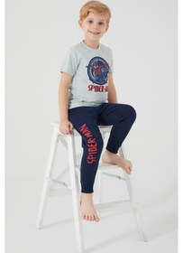 Resim Spiderman Spider Man D4750-3 Çocuk Yeşil Melanj Pijama 