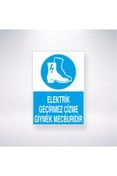 Resim Reysa Tasarım Elektrik Geçirmez Çizme Giymek Mecburidir 21x35 Arkası Arkası Yapışkanlı Sticker 