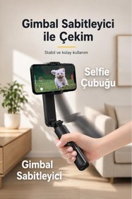 Resim Torima Tripod Profesyonel Gimbal Çok Amaçlı Işıklı Video Çekimi Telefon Sabitleyici L09 Siyah 