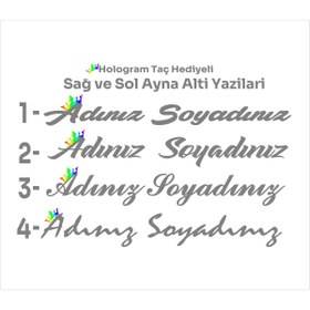 Resim SEÇ Ayna Altı El Yazıları Hologram Taç Yazı Sticker 