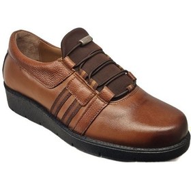 Resim Napa Shoes Kadın Hakiki Deri Sıkıştırılmış Köpük Taban Rahat Ultra Hafif Günlük Dolgu Topuk Ayakkabı Napa-1000 Taba 