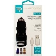 Resim Ata Elektronik Metal Araç Hızlı Şarj Aleti Oto Çakmaklık Araba 2.4A USB Çift Girişli + Type-C Kablolu 2li Set Type C 